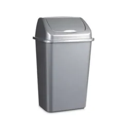 Forte Plastics Prullenbak - zilver - vuilnisbak met deksel - 50 l Outlet