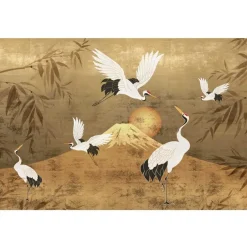 Reinders Fotobehang Kraanvogels - 260 x 384cm - Goudkleurig Discount