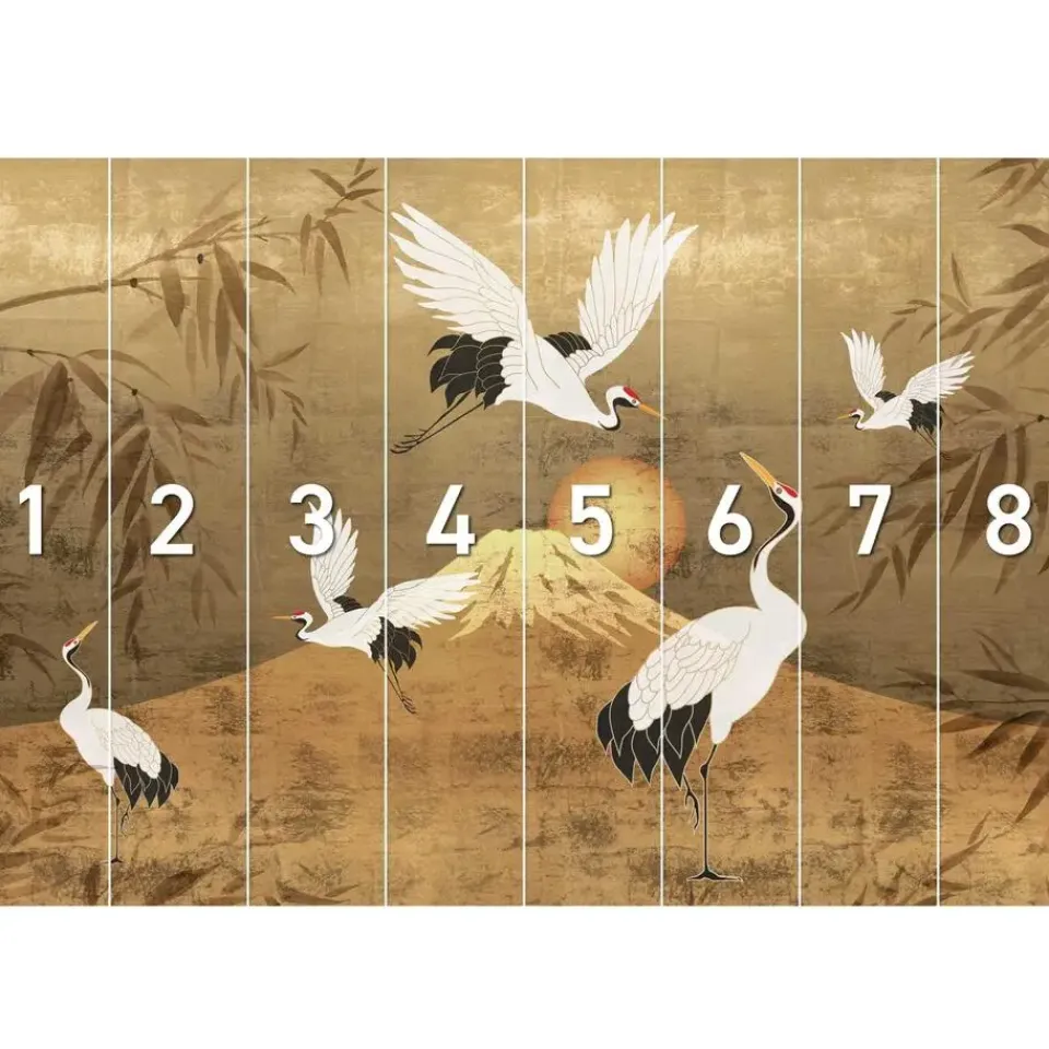 Reinders Fotobehang Kraanvogels - 260 x 384cm - Goudkleurig Discount