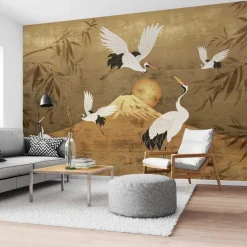 Reinders Fotobehang Kraanvogels - 260 x 384cm - Goudkleurig Discount