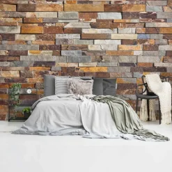 Reinders Fotobehang Natuurstenen muur - 260 x 384cm - Bruin Discount