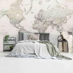 Reinders Fotobehang Wereldkaart - vintage Nederlandstalig - 260 x 384cm New