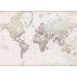 Reinders Fotobehang Wereldkaart - vintage Nederlandstalig - 260 x 384cm New