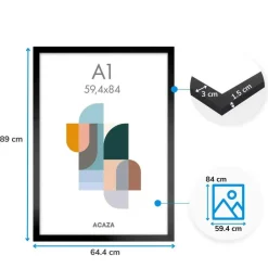Merkloos Fotokader A1 - 59,4 x 84 cm - Foto Kader in MDF Hout - Zwart New