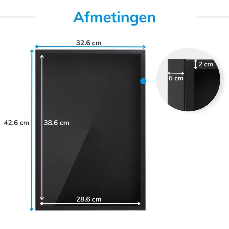 Merkloos Fotokader in 3D - Box Frame - Fotolijst - 3.5 cm diep - MDF - 30x40cm - Zwart Outlet