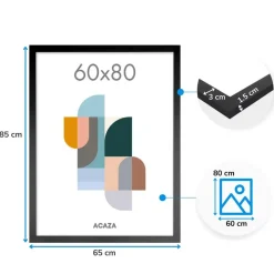 Merkloos Fotolijst 60x80 cm - Fotokader in MDF Hout - Zwart Hot