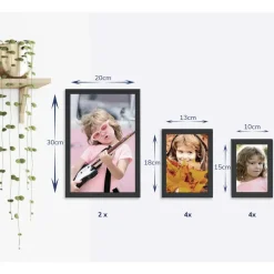 Merkloos Fotowand met Collage van 10 Fotolijsten - Multi Fotokaders in MDF, Zwart Clearance