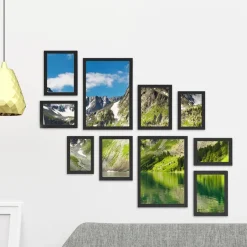 Merkloos Fotowand met Collage van 10 Fotolijsten - Multi Fotokaders in MDF, Zwart Clearance