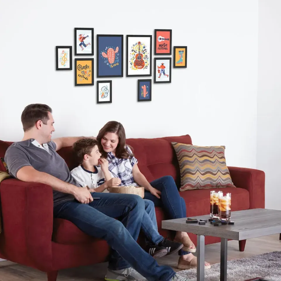 Merkloos Fotowand met Collage van 10 Fotolijsten - Multi Fotokaders in MDF, Zwart Clearance