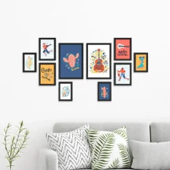 Merkloos Fotowand met Collage van 10 Fotolijsten - Multi Fotokaders in MDF, Zwart Clearance