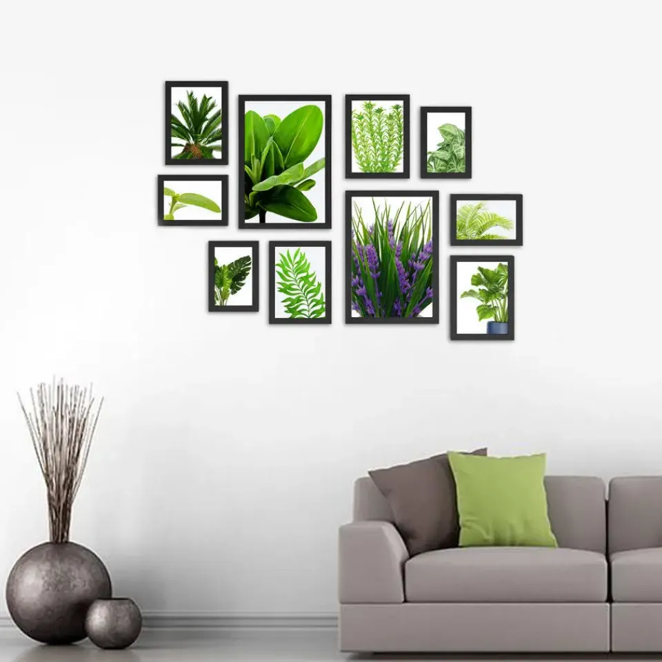 Merkloos Fotowand met Collage van 10 Fotolijsten - Multi Fotokaders in MDF, Zwart Clearance