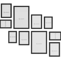 Merkloos Fotowand met Collage van 10 Fotolijsten - Multi Fotokaders in MDF, Zwart Clearance