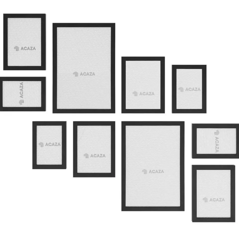 Merkloos Fotowand met Collage van 10 Fotolijsten - Multi Fotokaders in MDF, Zwart Clearance