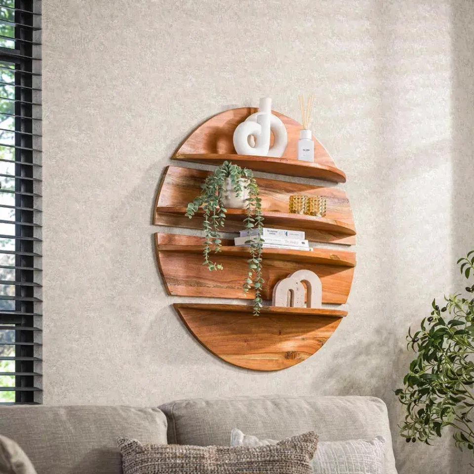 Fraaai - Aarav wandschap set van 4 rond - massief naturel Outlet