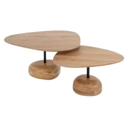 Fraaai - Nicholas salontafel set van 2 driehoekig - massief acacia New
