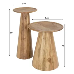 Fraaai - Sarah bijzettafel set van 2 massief acacia - naturel Online