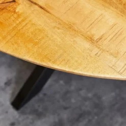Furndea Brixon eettafel industrieel rond mangohout 77xØ140 cm Outlet