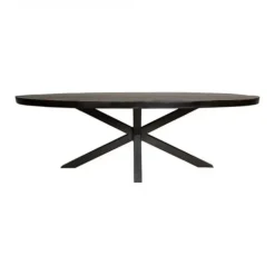 Furndea Eettafel Morada industrieel ovaal mangohout zwart 160x90x76cm Sale