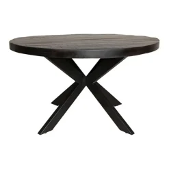 Furndea Morada eettafel industrieel rond mango hout zwart 76xØ140 cm Discount