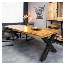 Furndea Morada eettafel industrieel rechthoek X poot mangohout - 76x100x200 cm Hot