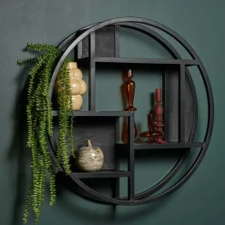 Furndea Orianna wandrek industrieel rond zwart - 16x75⌀cm Online