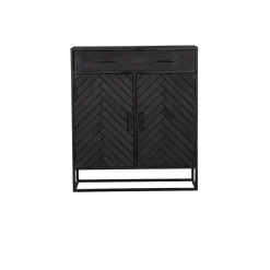 Furndea Wandkast Scandi visgraat zwart - 40x100x115 cm Discount