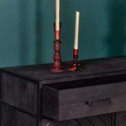 Furndea Wandkast Scandi visgraat zwart - 40x100x115 cm Discount