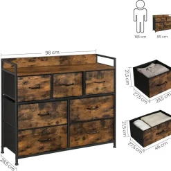 Furnihaus Commode kast 7 stoffen laden met handgrepen metalen frame industrieel Sale