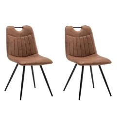 Furnihaus Eetkamerstoel Leon Microvezel Cognac Set van 2 Hot