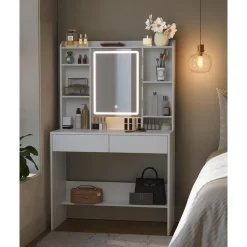 Furnihaus Kaptafel met LED 3 kleuren met instelbare lichtsterkte met spiegel Hot