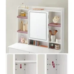 Furnihaus Kaptafel met LED 3 kleuren met instelbare lichtsterkte met spiegel Hot