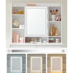 Furnihaus Kaptafel met LED 3 kleuren met instelbare lichtsterkte met spiegel Hot