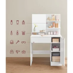 Furnihaus Kaptafel met rechthoekige spiegel en 1 lade cosmetische tafel