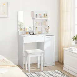 Furnihaus Kaptafel met rechthoekige spiegel en 1 lade cosmetische tafel