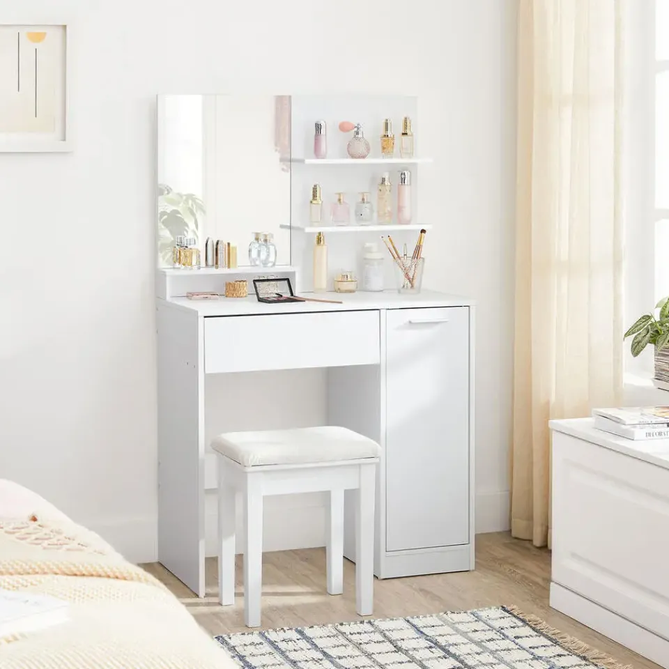 Furnihaus Kaptafel met rechthoekige spiegel en 1 lade cosmetische tafel