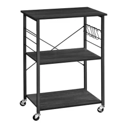 Furnihaus Keukentrolley - op wieltjes - 2 legplanken - zwart - 60cm Hot