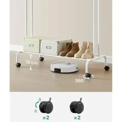 Furnihaus Kledingroede Kledingrek Dubbele Kledingophangrail met wielen 103,5 cm Clearance