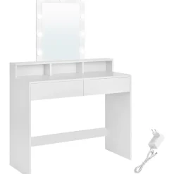 Furnihaus Witte Kaptafel met Led - 2 lades en 3 open vakken - Wit Discount