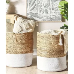 Beliani GAJAR - Manden set van 2 - Beige/Wit - Jute Hot