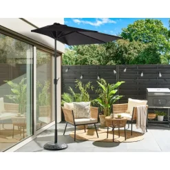 Beliani GALATI - Halfronde parasol - Zwart - 270 cm - Polyester