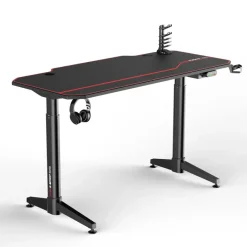 IVOL Gaming bureau zwart/rood - Elektrisch verstelbaar - 140x66 cm Clearance