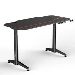 IVOL Gaming bureau zwart/rood - Elektrisch verstelbaar - 140x66 cm Clearance