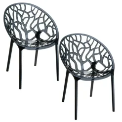 Garden Impressions Crystal tuinstoel zwart - 2 stuks New