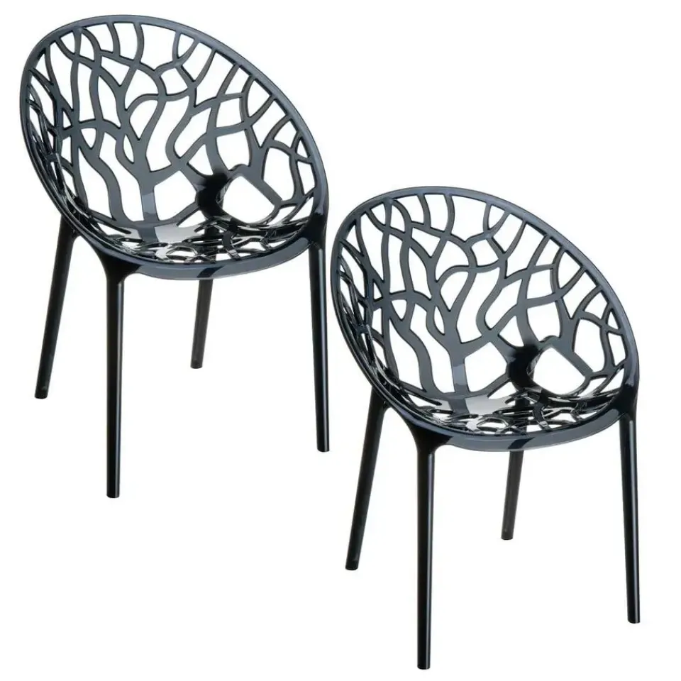 Garden Impressions Crystal tuinstoel zwart - 2 stuks New