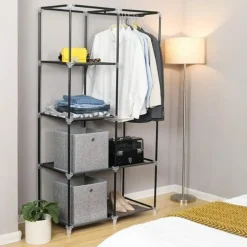 Parya Home Garderobekast XL - Kledingkast - Opvouwbare Garderobekast Zwart -170x88x45 Sale