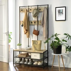 Merkloos Garderoberek met Bankje van 100cm breed - Lichte Eik Kleur Outlet