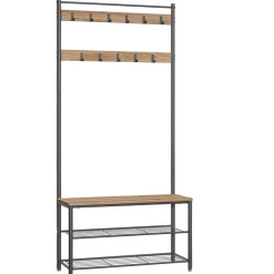 Merkloos Garderoberek XL met Schoenenbank, Kapstok, H 175 cm en B 85 cm, Ashwood Online