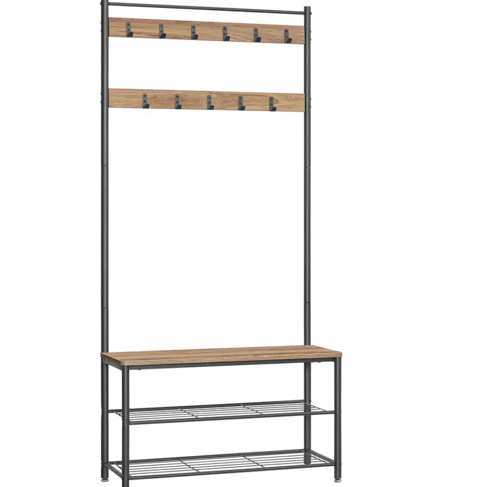 Merkloos Garderoberek XL met Schoenenbank, Kapstok, H 175 cm en B 85 cm, Ashwood Online