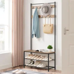 Merkloos Garderoberek XL met Schoenenbank, Kapstok, H 175 cm en B 85 cm, Ashwood Online