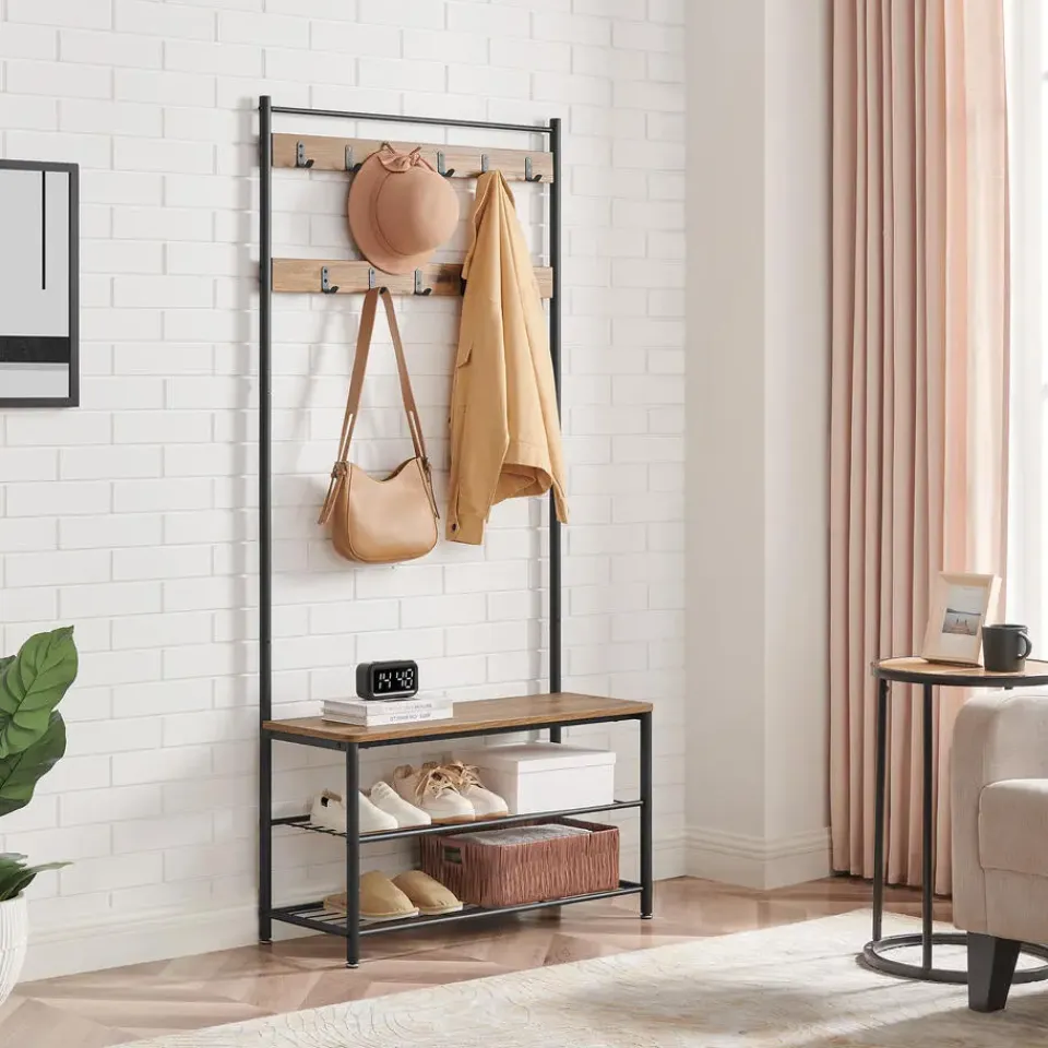 Merkloos Garderoberek XL met Schoenenbank, Kapstok, H 175 cm en B 85 cm, Ashwood Online